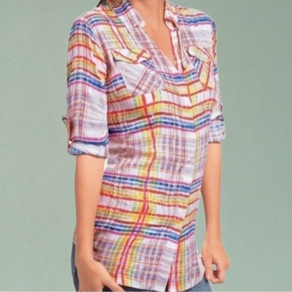CAbi Soft Plaid Cirque Tunic Shirt Multicolor Medium - Picture 1 of 5